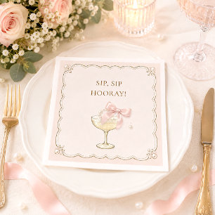 Chic Coquette Pearls & Prosecco Bridal Shower Napkins