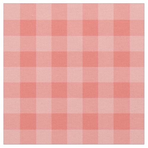 Chic Coral Gingham Plaid Pattern Fabric