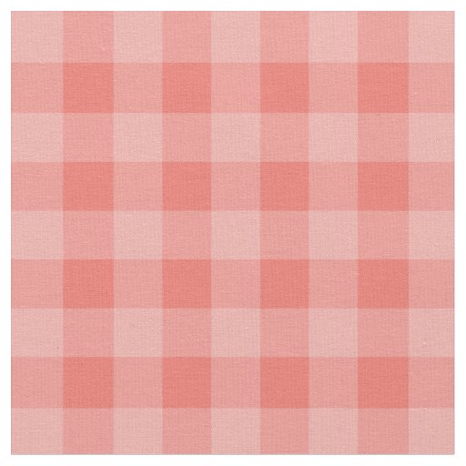 Chic Coral Gingham Plaid Pattern Fabric