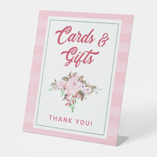 Chic Coral Mint  Blush Pink Floral Cards  Gifts Pedestal Sign