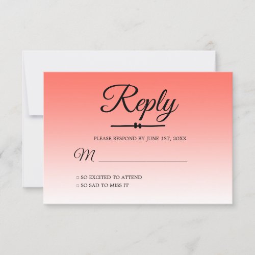 Chic Coral Ombre Sweet 16 RSVP Invitation