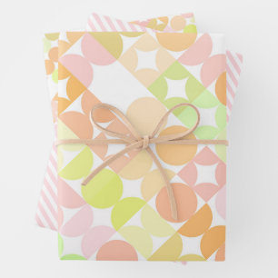 Chic Coral Orange Blush Pink Circles Art Pattern Wrapping Paper Sheets