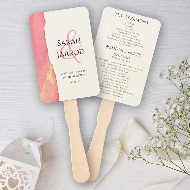 Chic Coral Pink Set of Wedding Fans (Creator Uploaded)