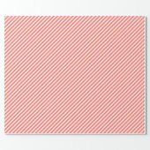 Chic Coral Red Orange White Stripes Pattern Wrapping Paper (Flat)