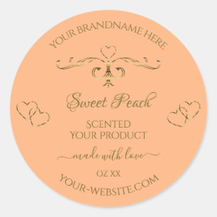 Chic Coral Rose Product Labels Gold Ornate Hearts