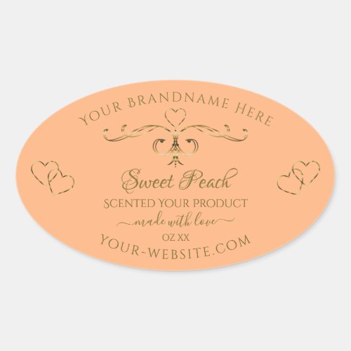 Chic Coral Rose Product Labels Gold Ornate Hearts