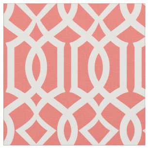 Chic Coral Trellis Lattice Pattern Fabric
