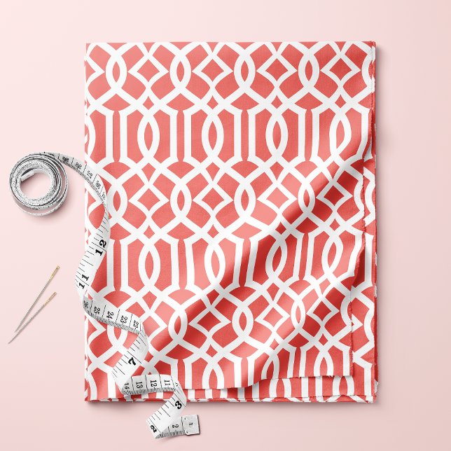 Chic Coral Trellis Lattice Pattern Fabric (Creator Uploaded)