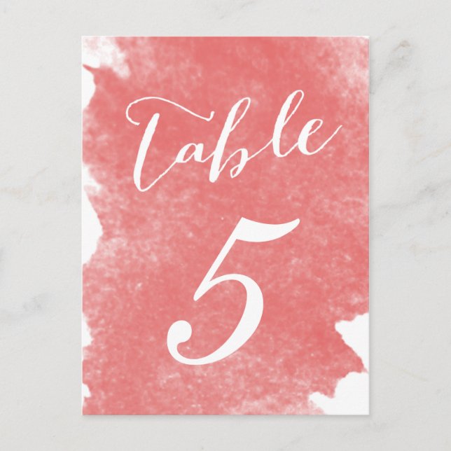 CHIC CORAL WATERCOLOR TABLE NUMBER CARDS (Front)