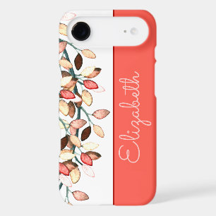 Chic Coral White Name Leafy Branch Add A Name iPhone 17 Air Case