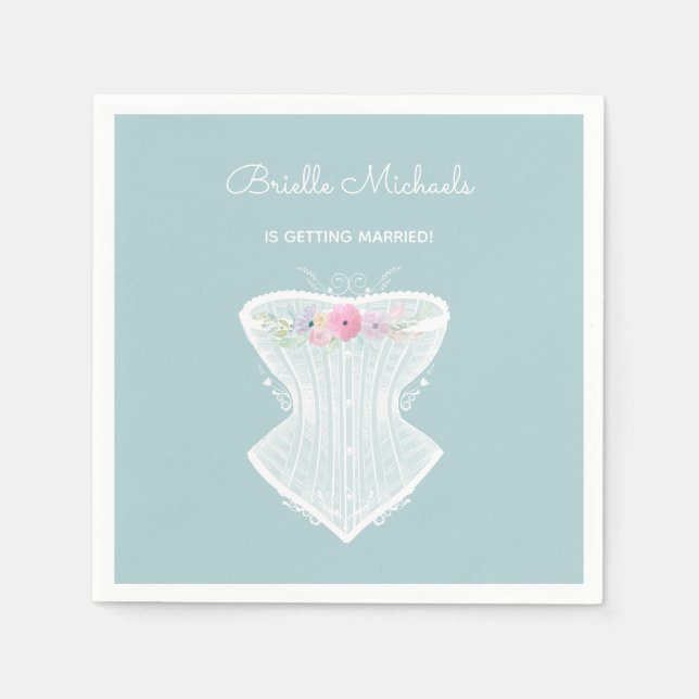 Chic Corset Floral Personal Lingerie Bridal Shower Napkins (Front)