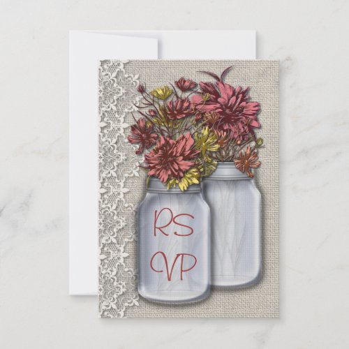 Chic Country Charm Mason Jar Rsvp Invitation