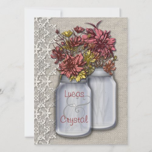 Chic Country Charm Mason Jar Wedding Invitation