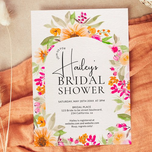 Chic Country floral watercolor bridal shower Invitation