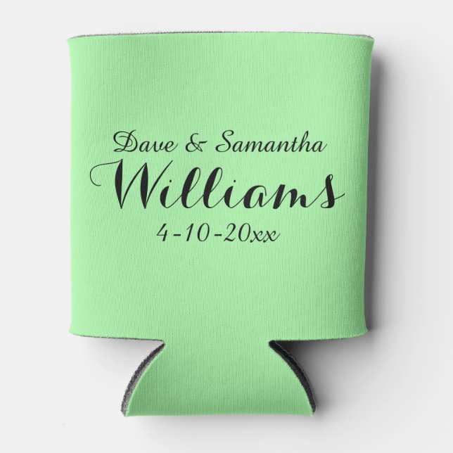 Chic Country Green Mr. Mrs. Wedding Favor Can Cooler (Front)