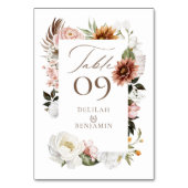 Chic Country Western Watercolor Florals Horseshoe Table Number (Back)