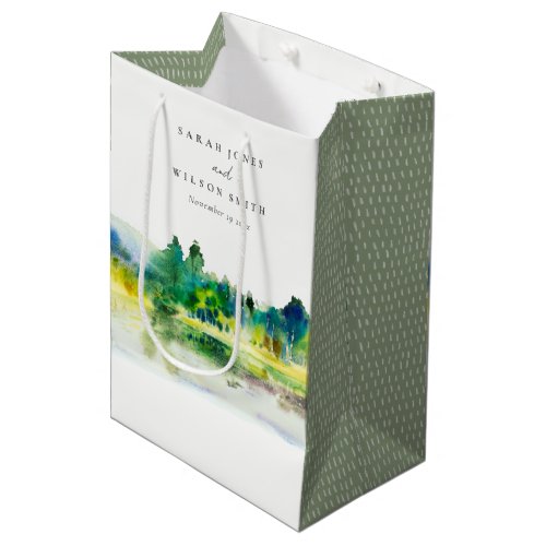 Chic Countryside Mountain River Landscape Wedding Medium Gift Bag