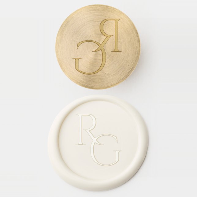 Chic Couple Initials Monogram Wedding  Wax Seal Stamp (Stamped)
