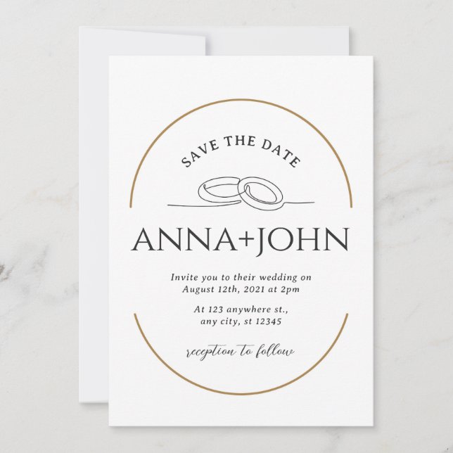 chic couple Minimalist and Gold Wedding Invitation (Front)