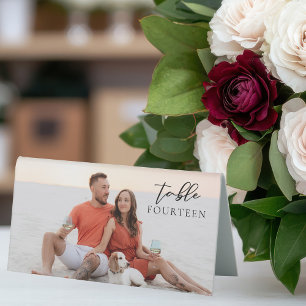 Chic Couple Photo Wedding Table Number Card Table Tent