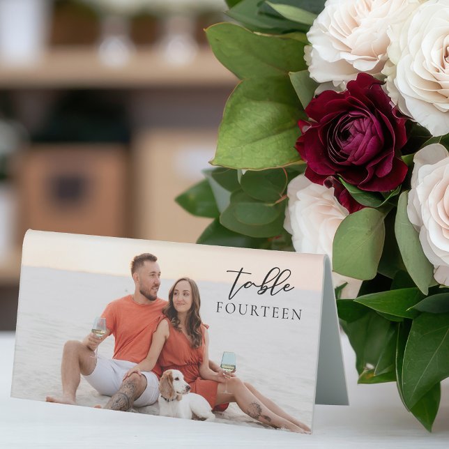 Chic Couple Photo Wedding Table Number Card Table Tent (Creator Uploaded)