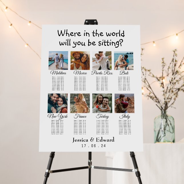 Chic Couple Photos Wedding Destination Table Names Foam Board (In Situ (Stand))