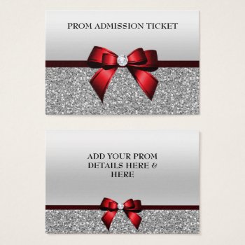 Chic Cranberry Bow & Silver Glitter Prom Admission by Sarah_Designs at Zazzle