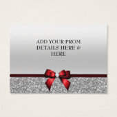 Chic Cranberry Bow & Silver Glitter Prom Admission (Back)