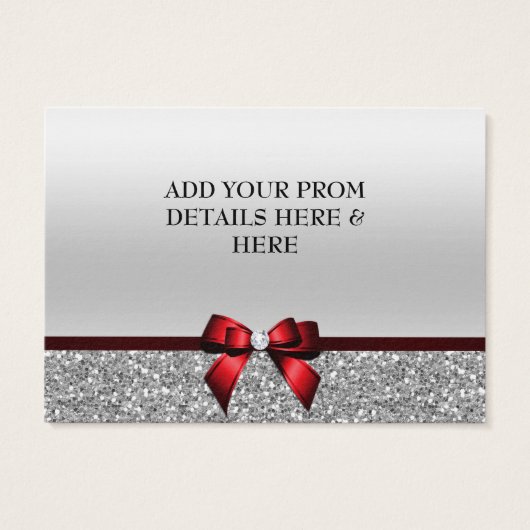 Chic Cranberry Bow & Silver Glitter Prom Admission (Back)