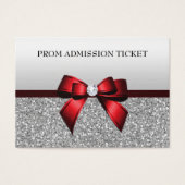 Chic Cranberry Bow & Silver Glitter Prom Admission (Front)