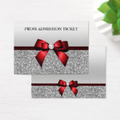 Chic Cranberry Bow & Silver Glitter Prom Admission (Desk)