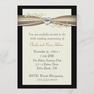 Chic Cream and Black Anniversary Invitation