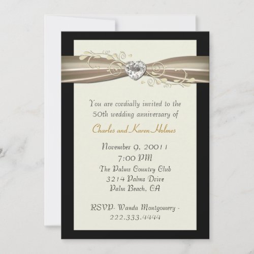 Chic Cream and Black Anniversary Invitation