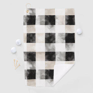 Chic Cream Black Plaid Golf Towel