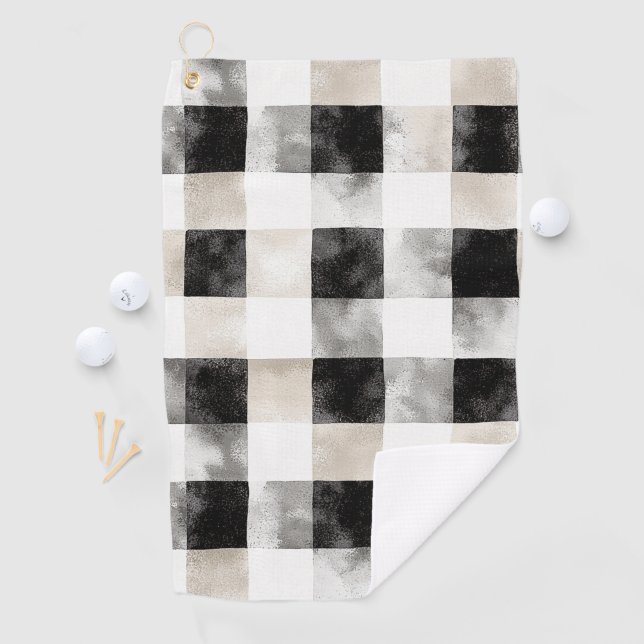 Chic Cream Black Plaid   Golf Towel (InSitu)