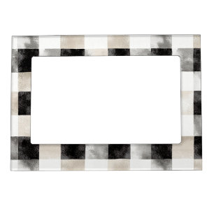 Chic Cream Black Plaid   Magnetic Frame