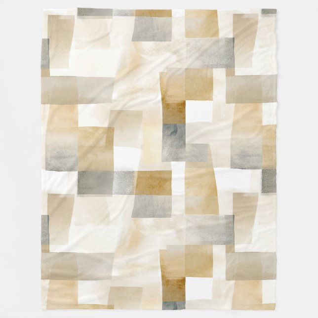 Chic Cream Brown Abstract Fleece Blanket (Front)