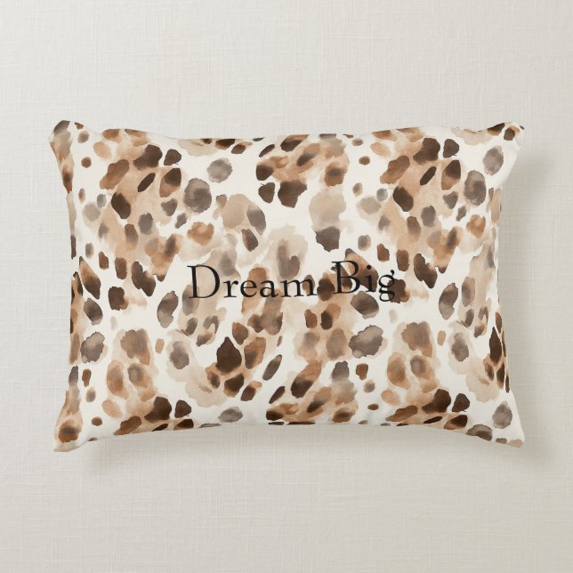 Chic Cream Brown Leopard Animal Print Accent Pillow (Front)