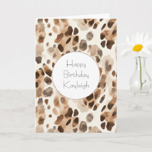 Chic Cream Brown Leopard Animal Print Birthday Card