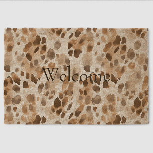 Chic Cream Brown Leopard Animal Print Fiber Doormat