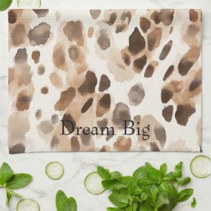 Chic Cream Brown Leopard Animal Print Kitchen Towel