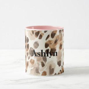 Chic Cream Brown Leopard Animal Print Mug