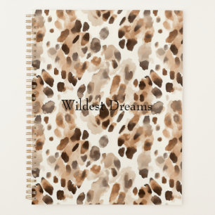 Chic Cream Brown Leopard Animal Print Planner