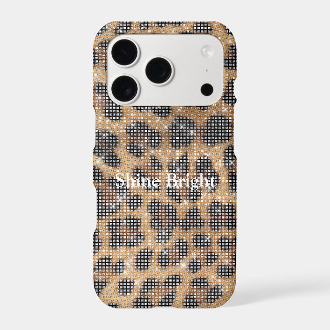 Chic Cream Brown Leopard Animal Print Sparkle iPhone Case (Back)