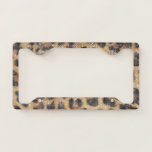 Chic Cream Brown Leopard Animal Print Sparkle License Plate Frame