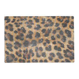 Chic Cream Brown Leopard Animal Print Sparkle Placemat