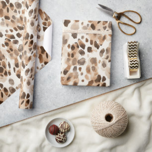 Chic Cream Brown Leopard Animal Print Wrapping Paper