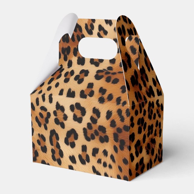 Chic Cream Brown Leopard Favor Box (Front Side)