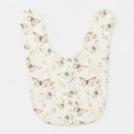 Chic Cream Butterflies Baby Shower Baby Bib
