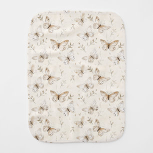 Chic Cream Butterflies Baby Shower Baby Burp Cloth